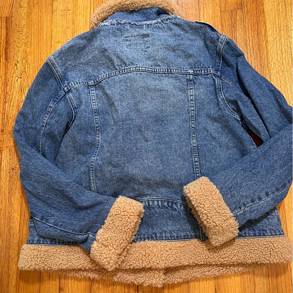 WE THE FREE by FREE PEOPLE Rylee Cozy Denim Moto Jacket size M - Picture 7 of 16